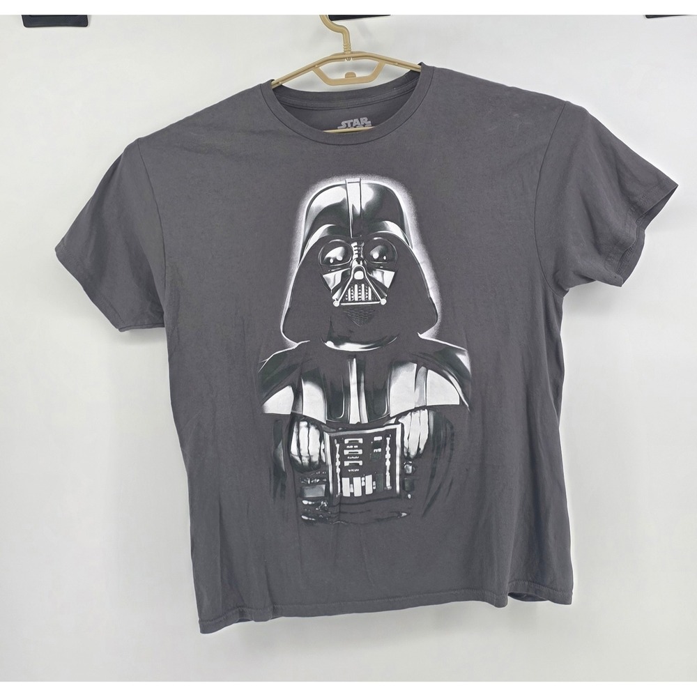 Star Wars Mens Large Darth Vader Graphic Tee Shirt Charcoal Grey Mad Engine